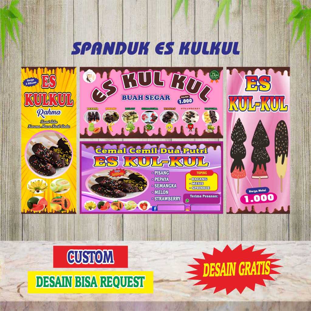 Spanduk Banner Es Kulkul gratis desain Custom