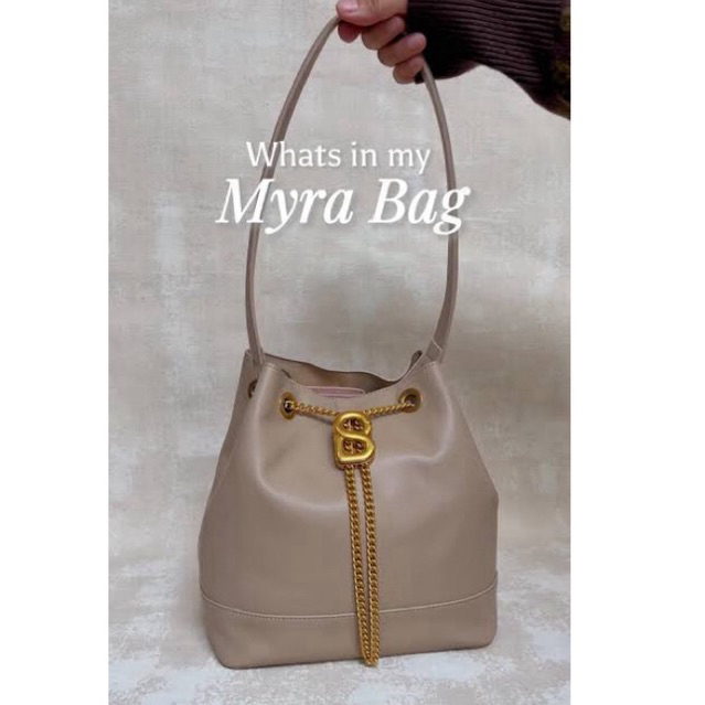 PRELOVED BEKAS SECOND TAS MYRA BAG LARGE BUTTON TAUPE READY SIAP KIRIM BUTTONSCARVES BS BALIKPAPAN S