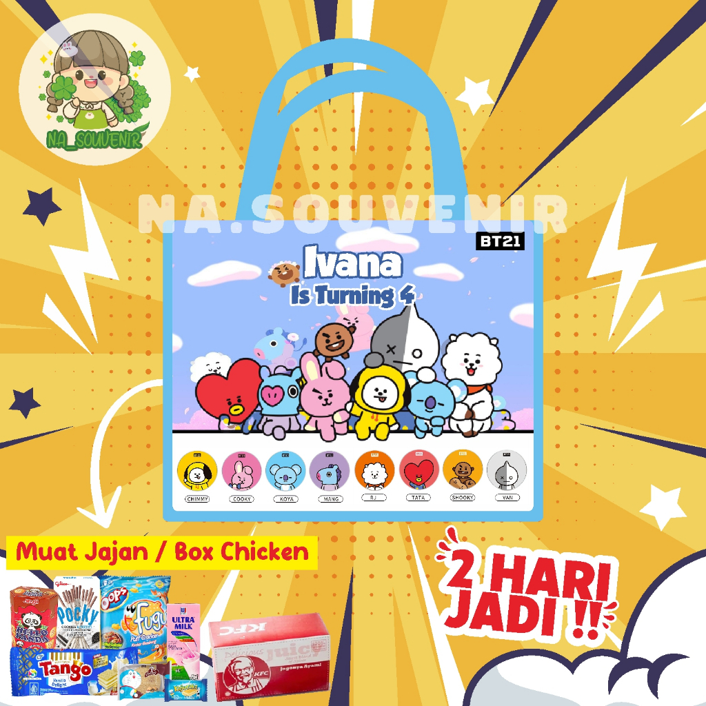 

Tas Ultah Terlaris/Goodie bag ultah/Tas ulang tahun/Tas Ultah tema BTS21