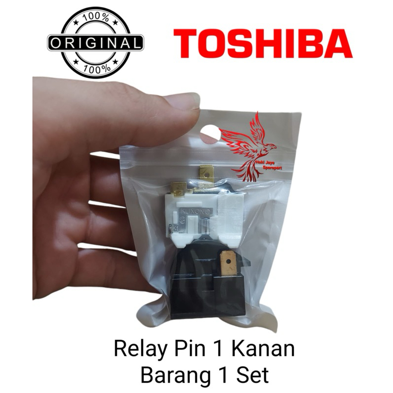 1 SET RELAY PTC KAKI 1 KANAN + OVERLOAD KULKAS TOSHIBA ORIGINAL 1 PINTU