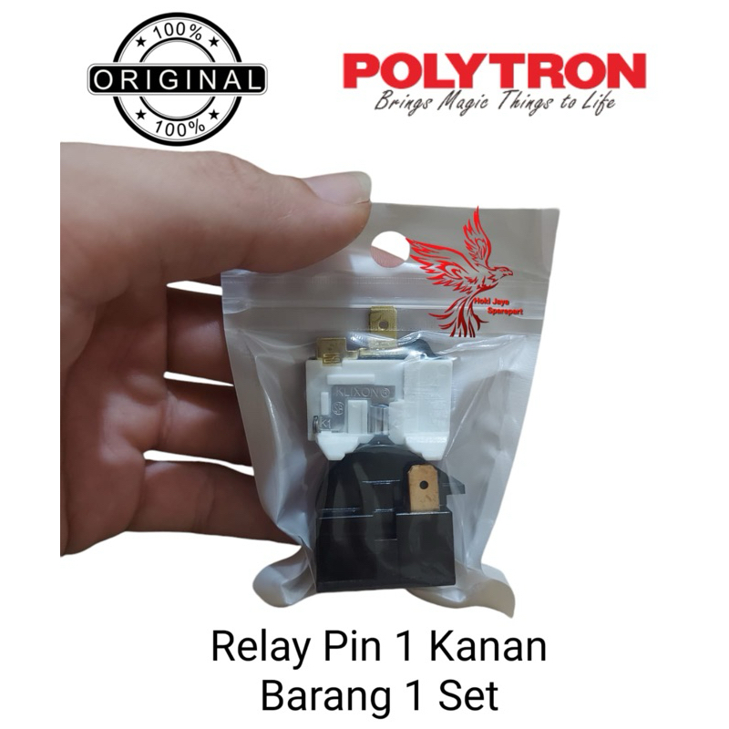 1 SET RELAY PTC KAKI 1 KANAN + OVERLOAD KULKAS POLYTRON ORIGINAL 1 PINTU