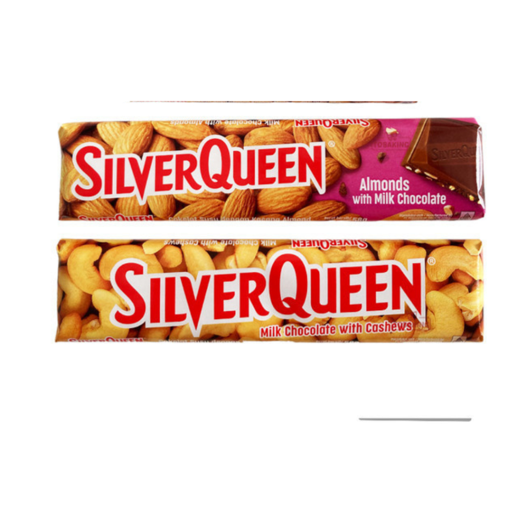 

Silverqueen Almond Cashew Milk Chocolate Coklat Silver Queen 58gr Big size