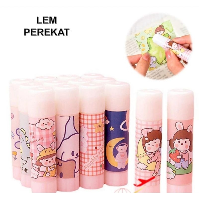 

Lem Perekat Kertas Padat Glue Stick Lem Stik Batang Putar Sekolah Kantor Motif Korea Lucu