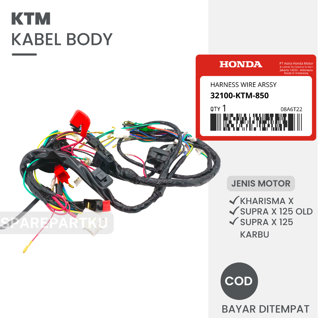 KPH KABEL BODY KHARISMA X, SUPRA X 125 OLD, SUPRA X 125 KARBU/ HARNESS WIRE/ MOTOR/ HONDA/ BODI