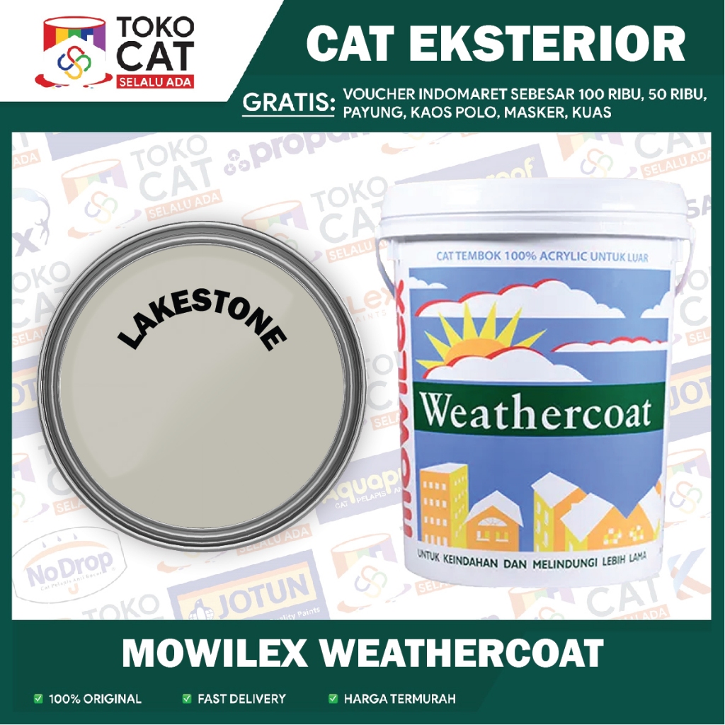 Cat Tembok Eksterior // Mowilex Weathercoat Tinting ( LAKESTONE ) 2,5 L // Kemasan Galon