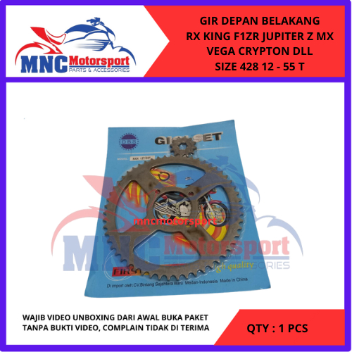GEAR GIR DEPAN BELAKANG 428 12 - 55 T DBS RX KING F1ZR JUPITER Z MX VEGA CRYPTON DLL