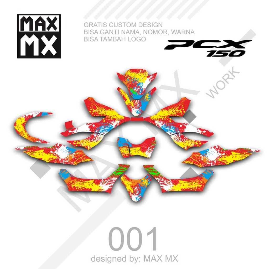 Decal Stiker pcx 150  Dekal Sticker Striping wolf Custom Full Body pcx 150 keren