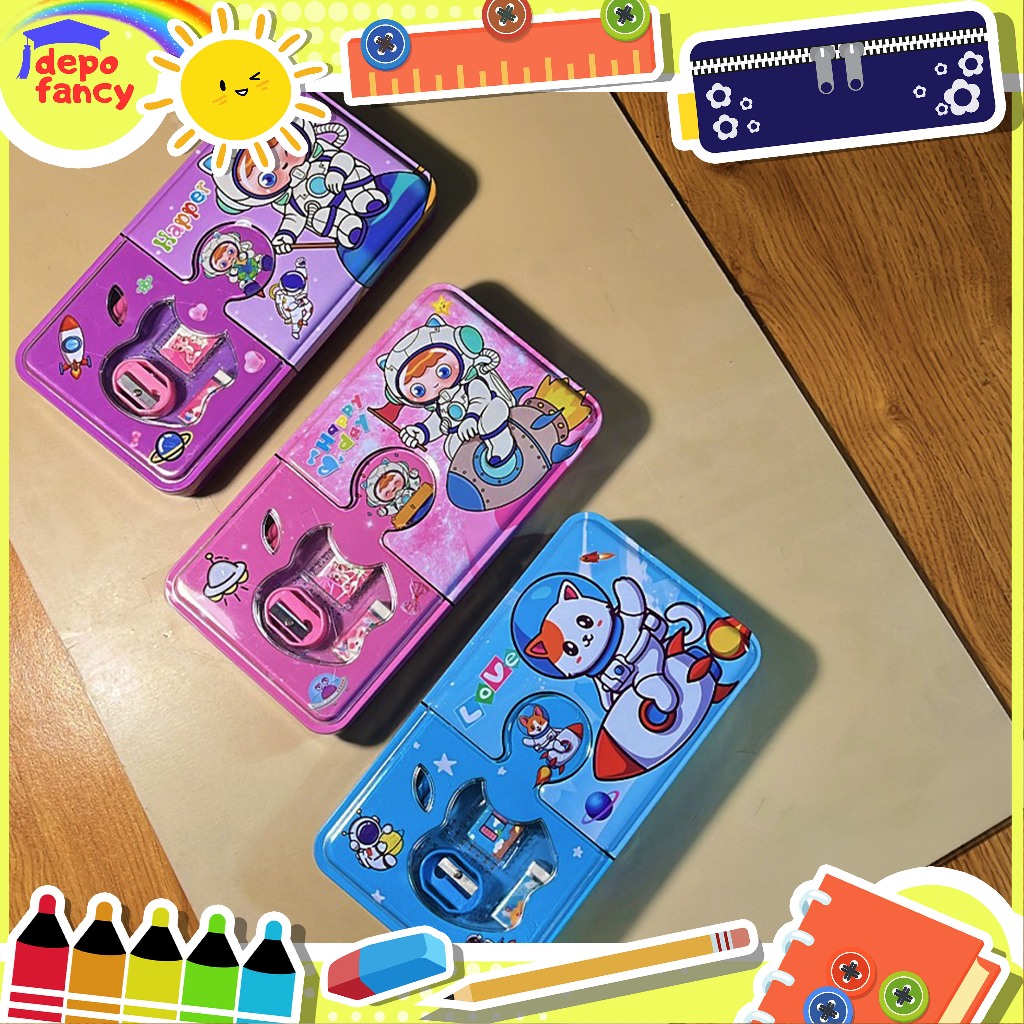 

Kotak Pensil Kaleng 2 Susun + ISI UP-278 / Tempat Pensil / Pencil Case / Boks Pensil / Box Pen / Tepak Pensil