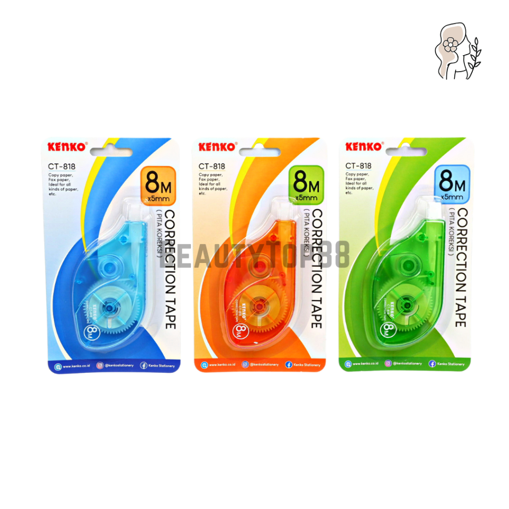

Correction Tape Kenko CT-818 - Tipex Kertas Roll Ecer - Pita Koreksi 8 Meter