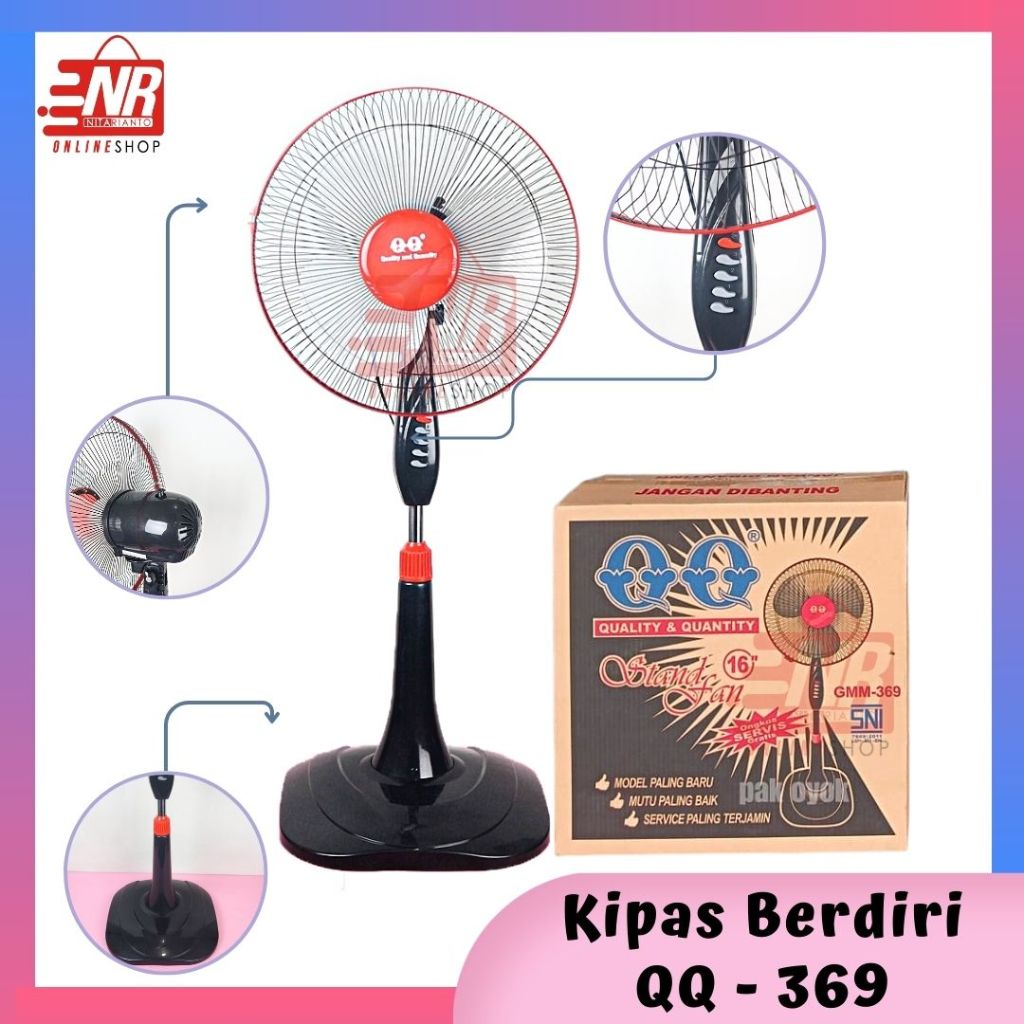 Kipas Angin Berdiri QQ-369 Kaki Bulat 16 inch / Kipas angin berdiri QQ