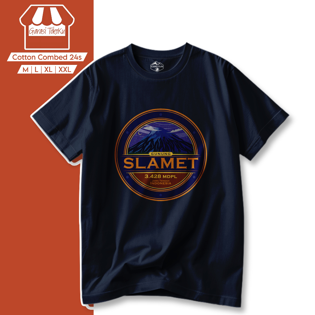 garasi tokoku kaos pendaki gunung pria dan wanita Tshirt hikking gunung slamet logo gunung indonesia