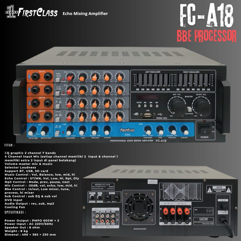 Amplifier toa masjid / ampli toa Masjid firstclass FC-A18 600watt
