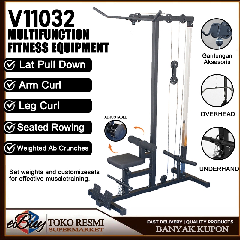 Ebuy-Alat Fitness Lat Pull Down Crossover Rowing Alat Fitness Multifungsi  Lat Pull Down