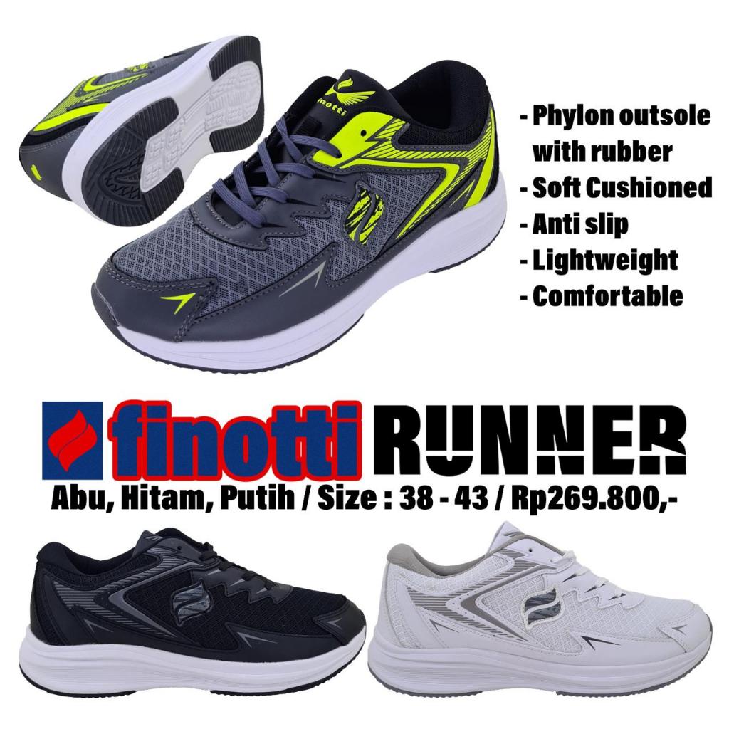 Sepatu Running Pria Wanita FINOTTI RUNNER Asli Original / Sepatu Sport Lari Premium Cowok Cewek