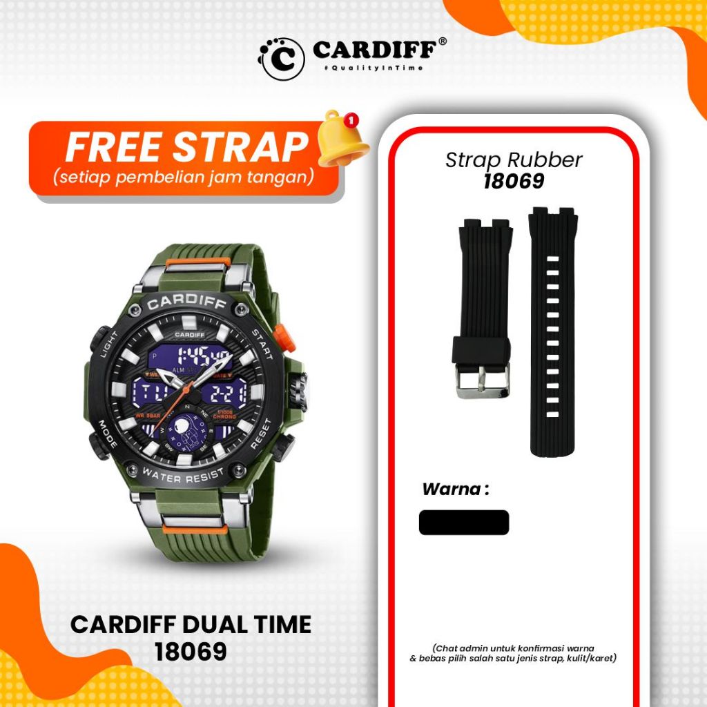 CARDIFF Jam Tangan Pria Dual TIme (Analog & Digital) S 18069 Water Resist