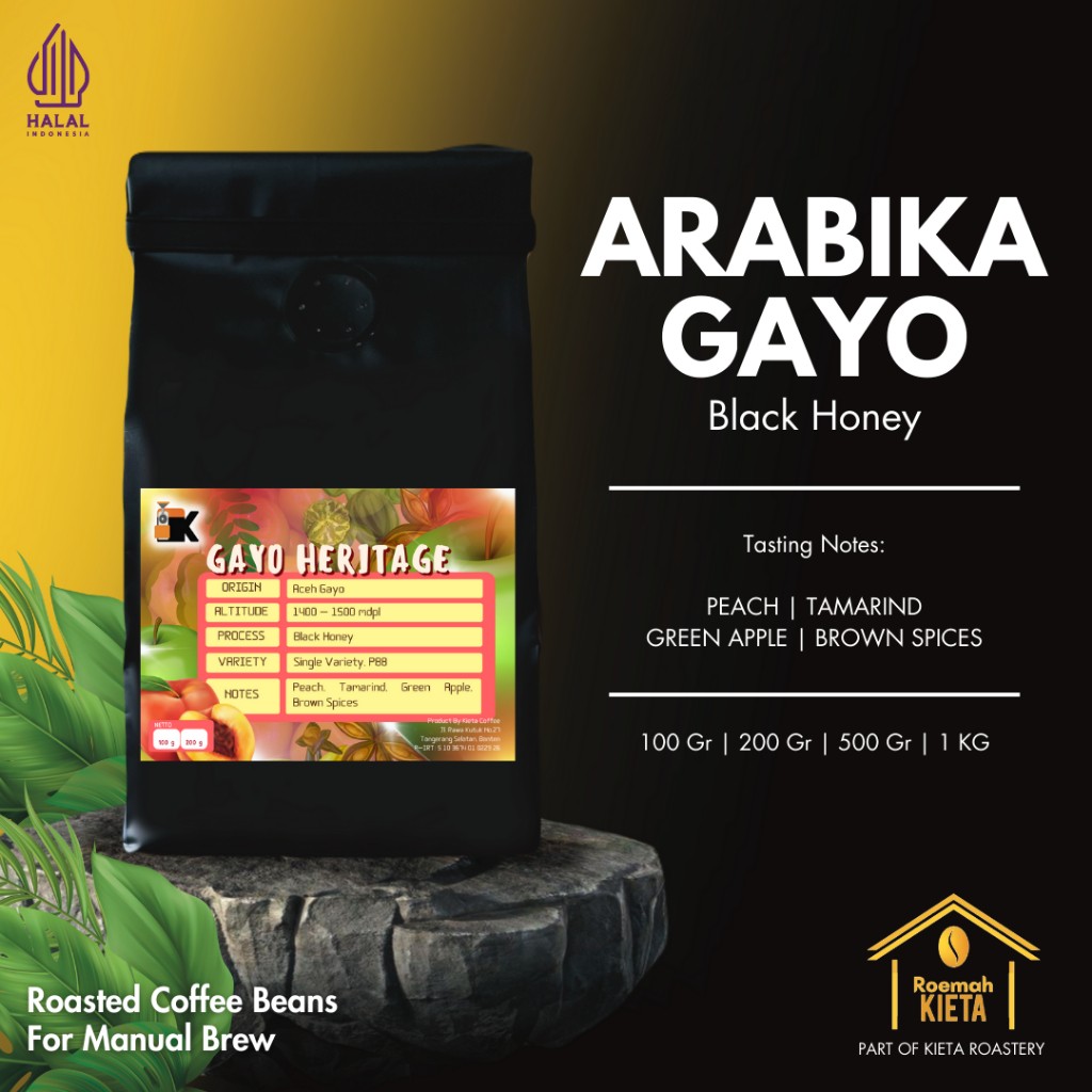 

Roemah Kieta - Biji Kopi Arabika Gayo Heritage Black Honey 100% Premium | Bubuk Roasted Coffee Beans