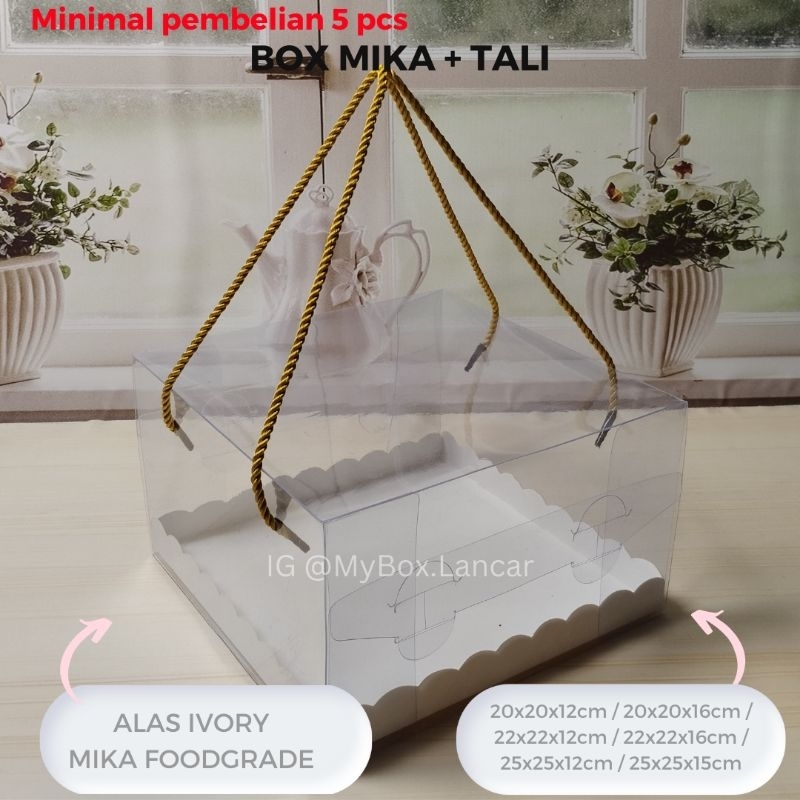 

(min 5 PCS) BOX MIKA TALI 25 x 25 x 12 CAKE BOX KUE FULL MIKA DOS DUS TART KOTAK TRANSPARAN TINGGI