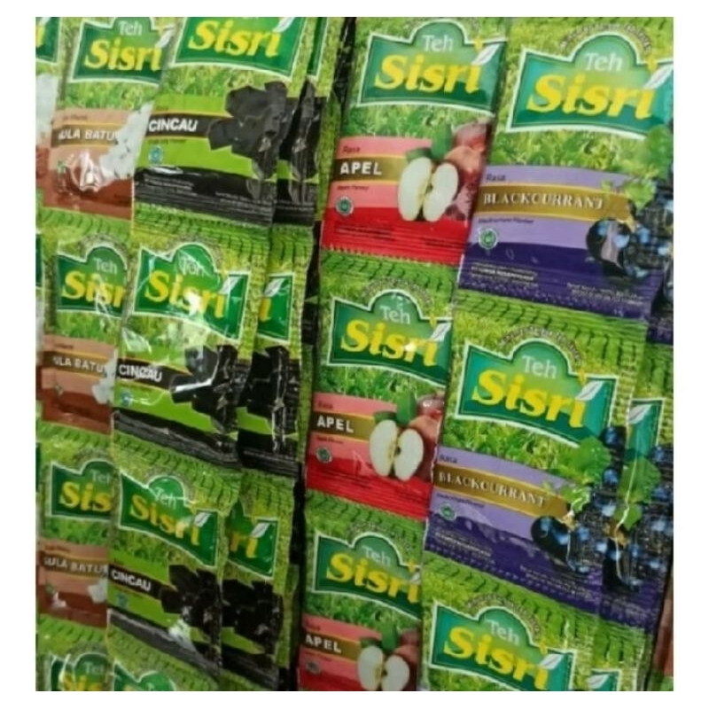 

Teh Sisri aneka rasa Gula batu /apel /cincau / tebu/blackcurrant 1 renceng isi (10sachet)