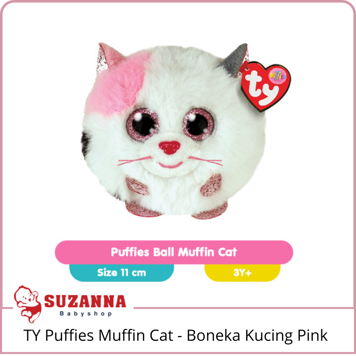 TY Puffies Muffin Cat - Boneka Kucing Pink