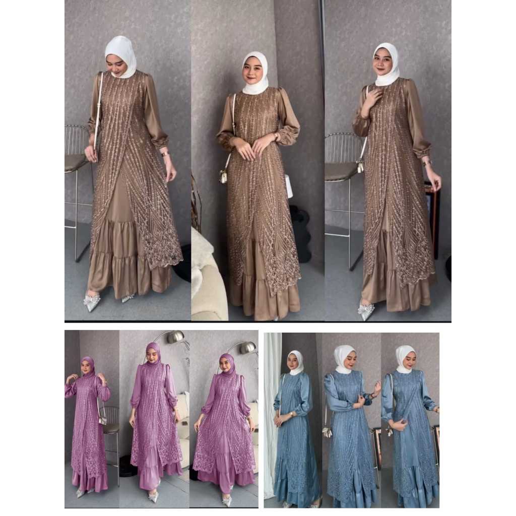 JCZ - Dress Olive / dress mewah wanita / dress muslimah / dress wanita terbaru