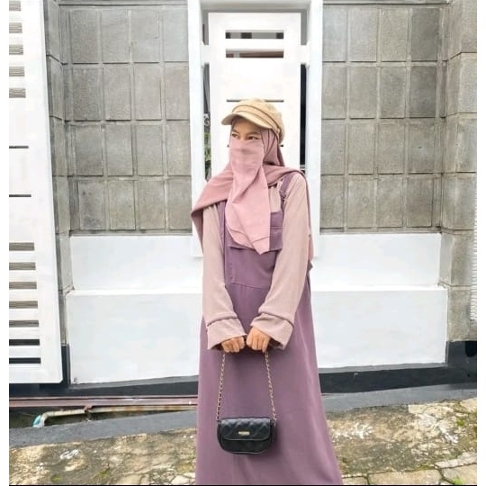 Outfit-Gamis Wibi Overaal Baju Gamis Wanita Remaja Muslim Bordir Murah Polos Letsmuslimah Size XL/XX