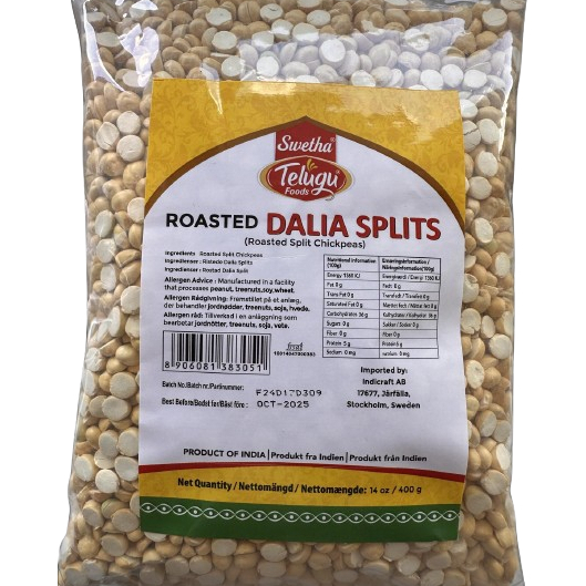 

ROASTED GRAM / DALIA SPLITS TELUGU FOODS 400G (Roasted Split Chickpeas)