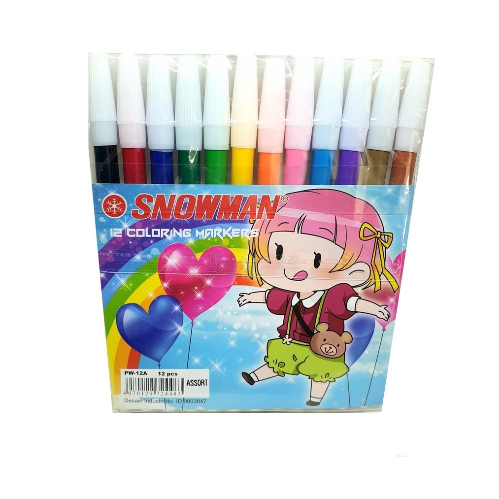 

Spidol snowman kecil 1set isi 12warn