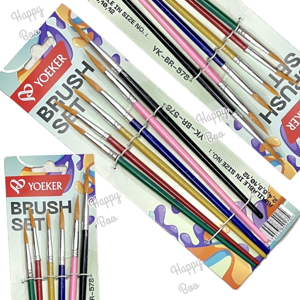 

kuas melukis set isi 6 pcs brush set water colour kuas cat air