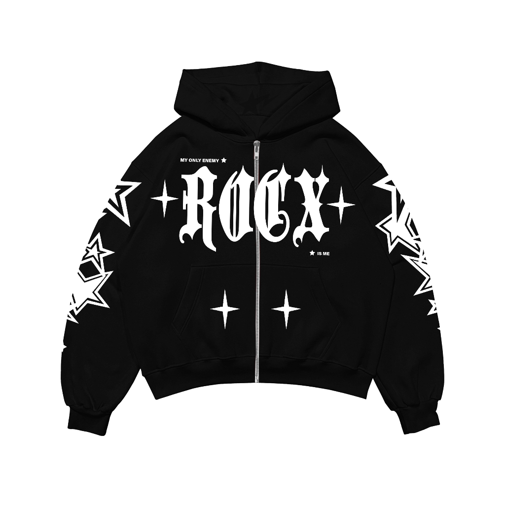 Jaket Hoodie Boxy Zipper Rocx Y2K Unisex New