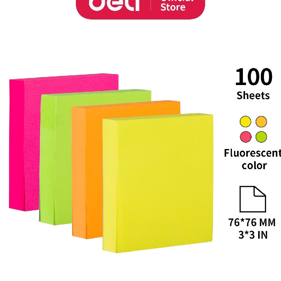

CUCI GUDANG Deli Memo tempel Sticky Notes 4 Warna x 1 Sheets Perekat yang kuat EA232