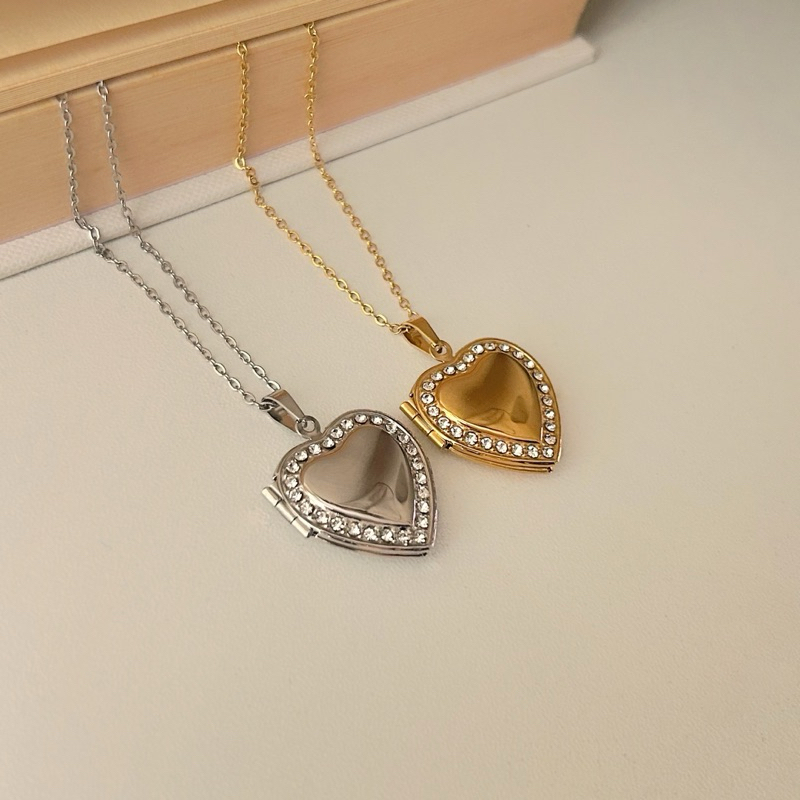 3214 Love Note Heart Locket Necklace Kalung Liontin Foto Ukiran Gift Sirene Jewelry