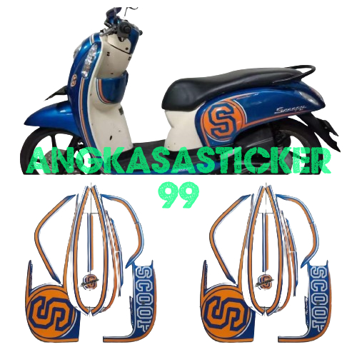 STICKER STRIPING BODY MOTOR HONDA SCOOPY SPORTY 2014 BIRU