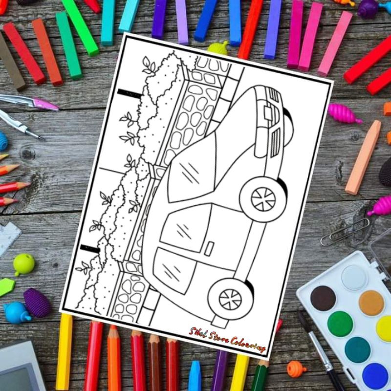 

Kertas Mewarnai Gambar Anak Tema Transportasi V1 (10 Lembar gambar berbeda) / Anak paud