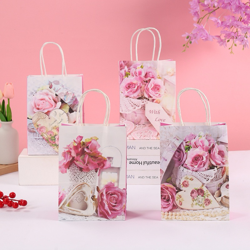 

Paper Bag Goodie Bag Tas Souvenir Kertas Motif bunga rose Ultah Ulang Tahun Anak Happy Birthday