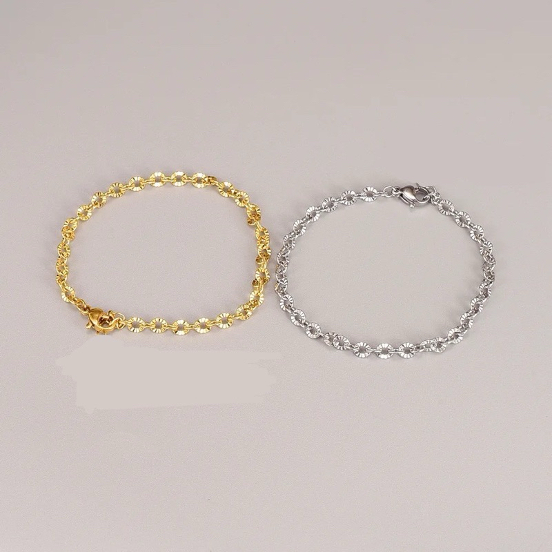 GELANG TANGAN WANITA DEWASA SIMPLE ELEGAN ANTI KARAT TITANIUM MENYERUPAI EMAS ASLI