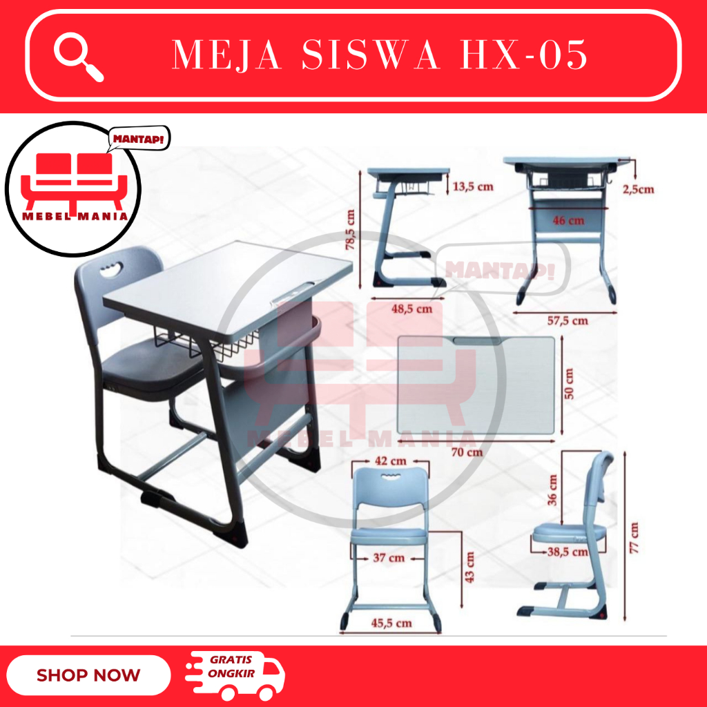 Meja Sekolah HX-05 / Meja Siswa / Meja Belajar / Bangku Sekolah / Meja Sekolah SMU /kursi sekolah / 