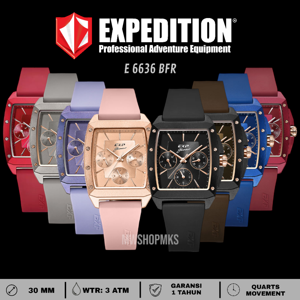 Jam Wanita EXPEDITION E6636 E 6636 E6636BFR ORIGINAL Garansi Resmi FREE Baterai Cadangan