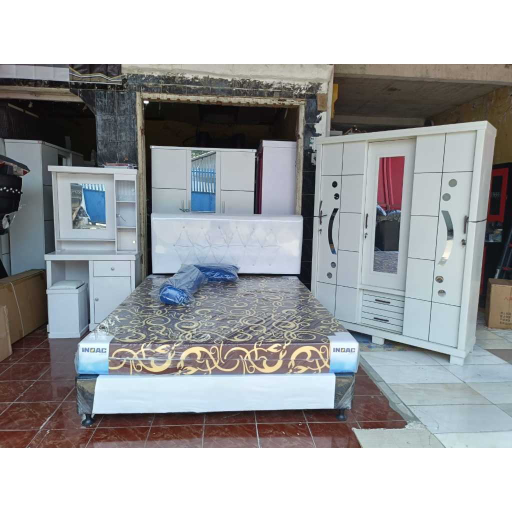 SET KAMAR / LEMARI 3 PINTU SLIDING MEJA RIAS DIVAN STANDAR KASUR INOAC