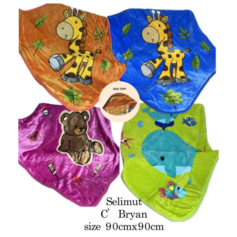 SELIMUT C'BRYAN SELIMUT BAYI BULU TOPI TEBAL | BABY BLANKET MOTIF UKURAN 90cmx90cm
