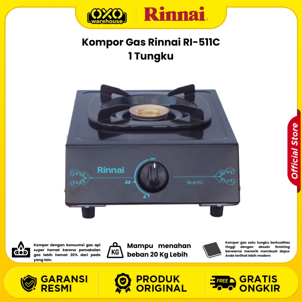 Rinnai Kompor Gas RI-511C 1 Tungku Garansi Resmi