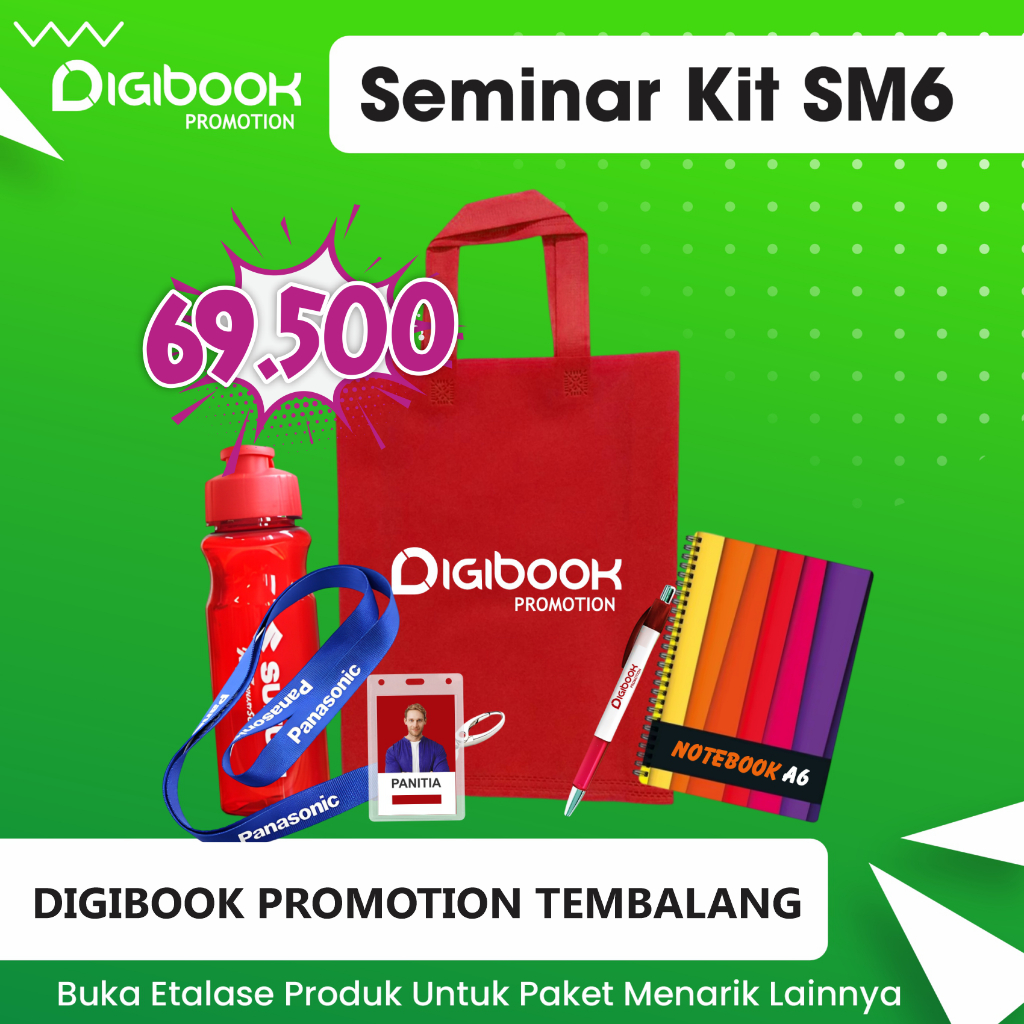 

Tas Spundbund, Notebook Spiral A6, Tumbler Florida, Pulpen Sablon, Lanyard Sablon, CoCard | Custom Paket Seminar Kit Custom isi 6 | | SM6