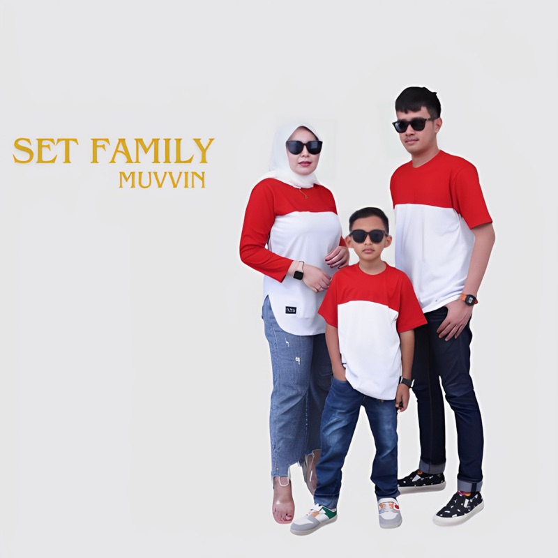 set family six diary kaos atasan couple sarimbit merah putih