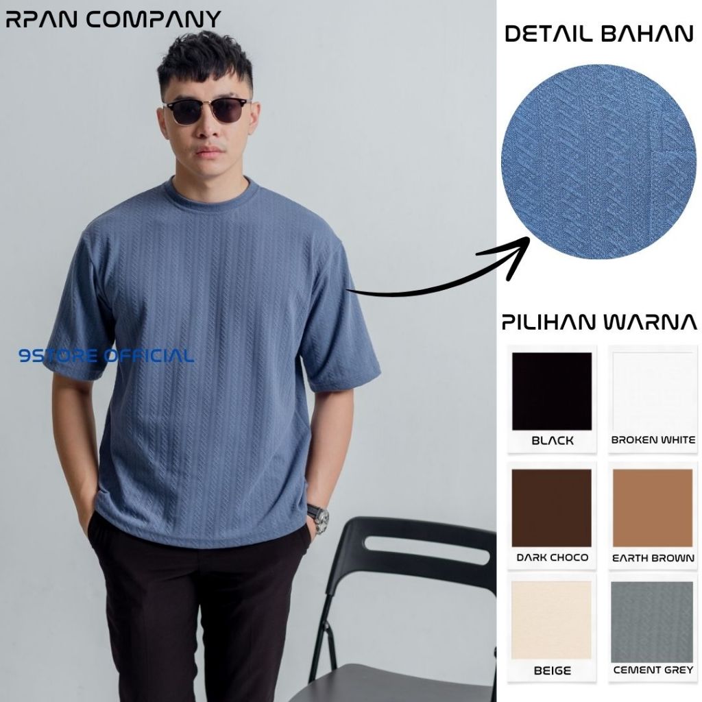 Kaos Oversized Knit Motif Fabric / Oversize Pendek Knited Pria / Baju Lengan Pendek.