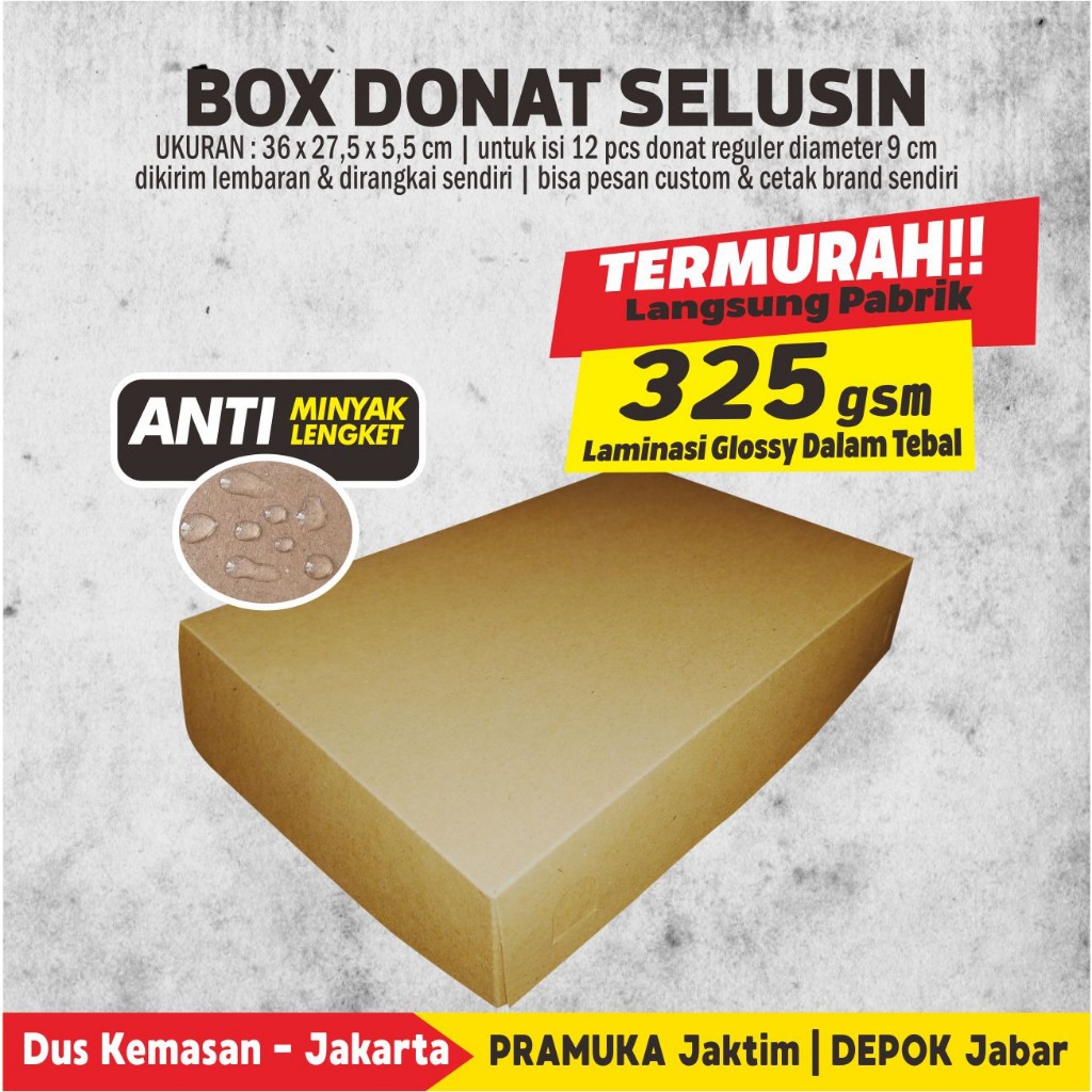 

Box Donat Selusin 36 x 27.5 x 5.5 cm Kraft Laminasi