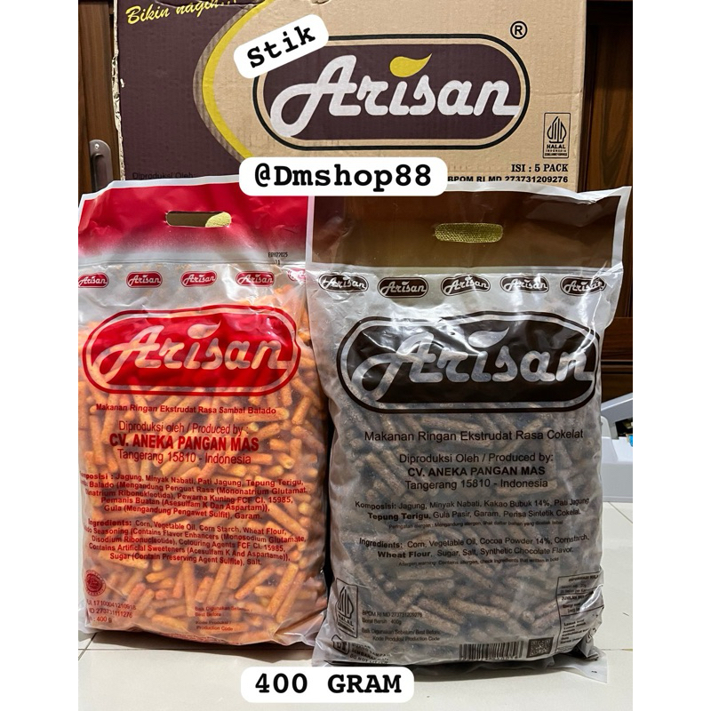 

STIK ARISAN SNACK RASA BALADO / COKLAT / KEJU 400gr