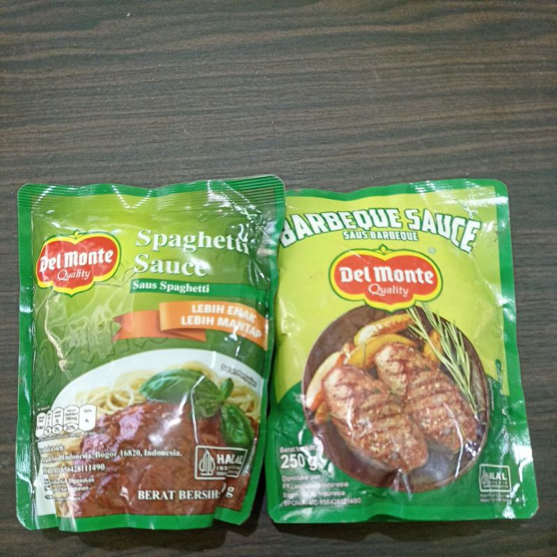 

delmonte saus spagheti/saus barbeque kemasan 250gr