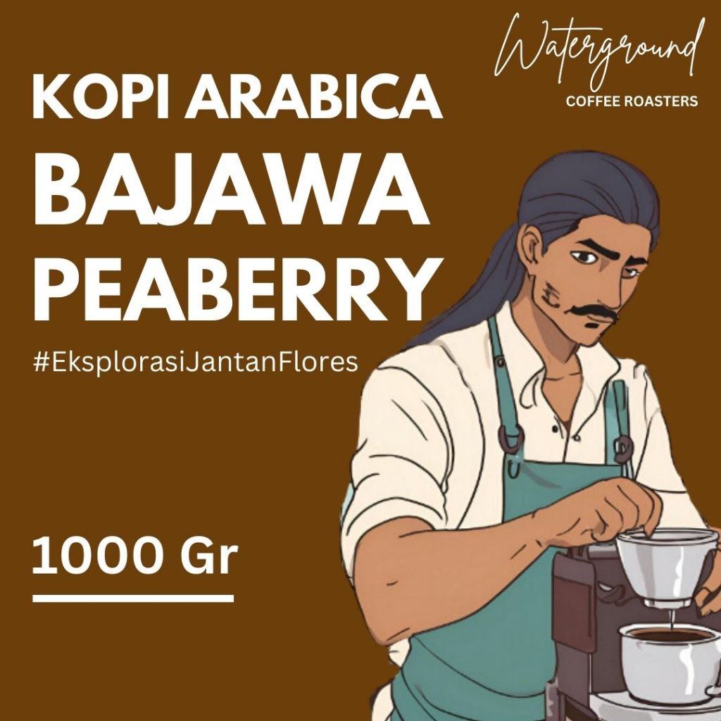 

Waterground Coffee Kopi Arabika Flores Bajawa Peaberry Biji Kopi GRADE 1 Single Origin, 1 KG