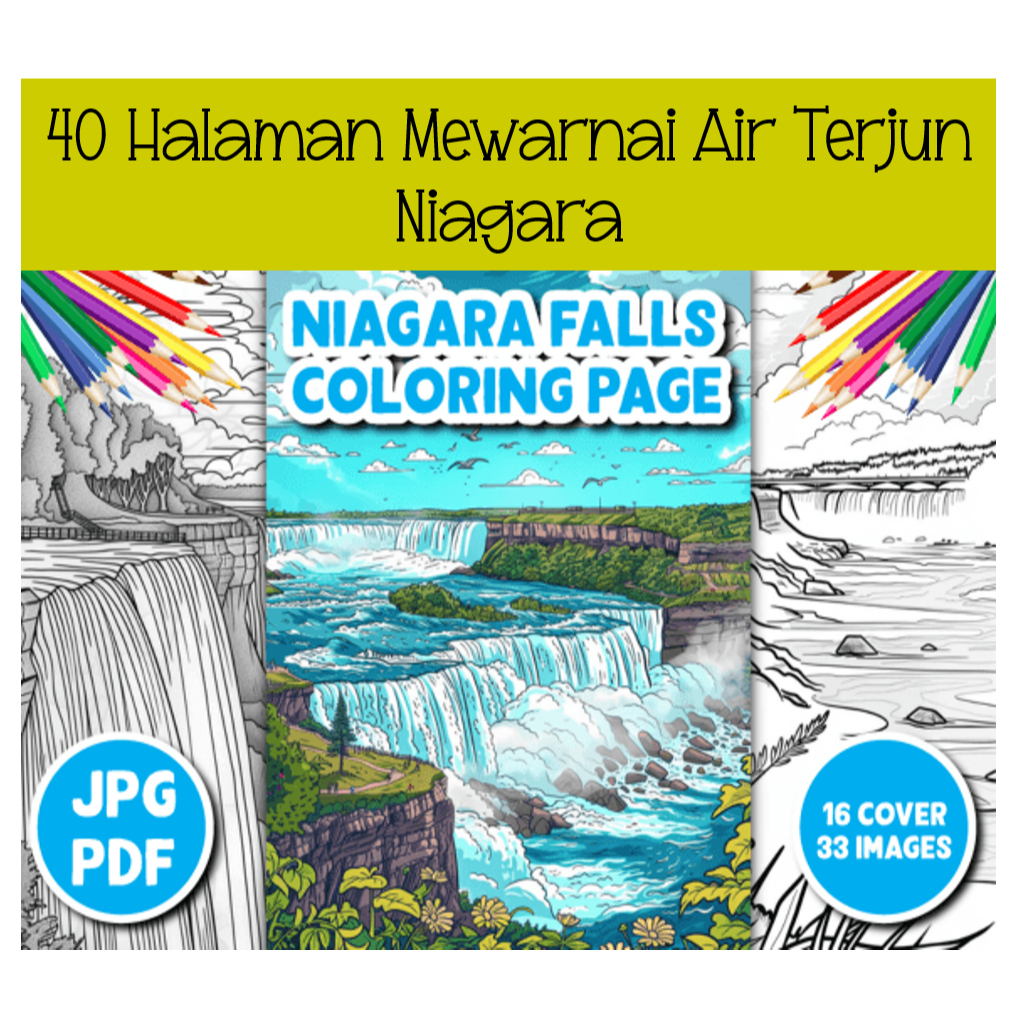 40 Halaman Mewarnai Air Terjun Niagara