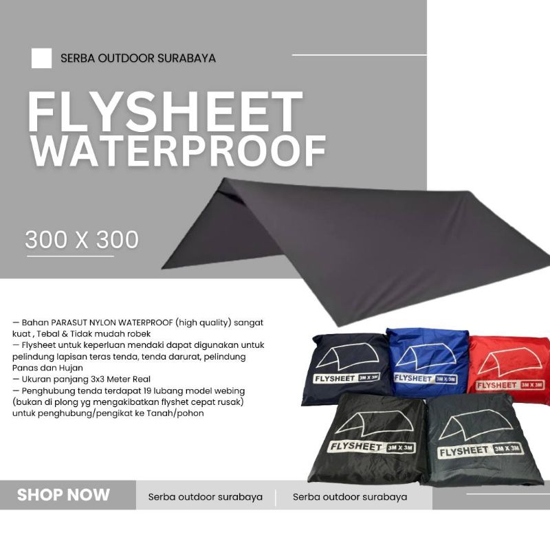 Flysheet Atap Pelindung Tenda Waterproof Ukuran 3x3