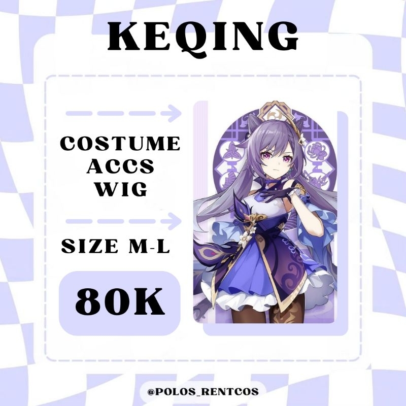 KEQING COSPLAY, Rental Kostum Keqing, Sewa Kostum Keqing, Keqing Genshin Impact